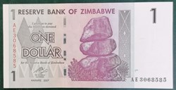Zimbabwe P-065 1 dollar 2007
