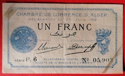 Algérie chambre de commerce d'Alger JP.137.12 1 franc 1919