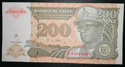 Zaïre P-062 200 nouveaux zaïres 1994