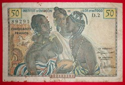 Afrique occidentale française P-045 50 francs ND1958