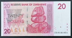 Zimbabwe P-068r 20 dollars 2007