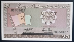Rwanda P-006e 20 francs 1976