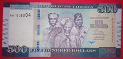 Liberia P-036a 500 Dollars 2016