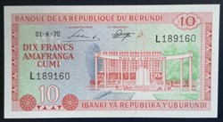 Burundi P-020b 10 francs 1970
