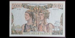 France P-131c.1 5000 francs terre et mer 1951