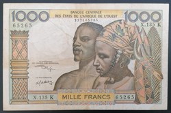 Afrique de l'ouest (Etats d') P-703 Kl 1 000 francs 1970