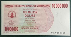 Zimbabwe P-055b 10 000 000 dollars 2008