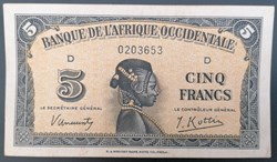 Afrique occidentale française P-028a.1 5 franc ND1942