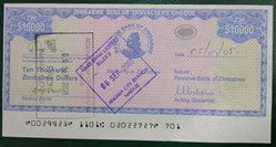 Zimbabwe P-017a.2 10 000 dollars Travellers cheque 2003
