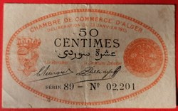 Algérie chambre de commerce d'Alger JP.137.05 50 centimes 1915
