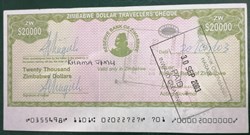 Zimbabwe P-018a.2 20 000 dollars Travellers cheque 2003