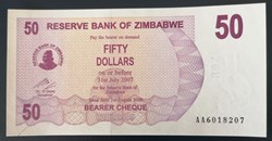 Zimbabwe P-041 50 dollars 2007