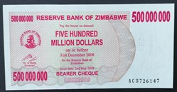 Zimbabwe P-060 500 million dollars 2008