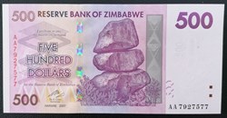 Zimbabwe P-070 500 dollars 2007