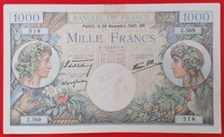France P-096a.1 1000 francs commerce et industrie 1940