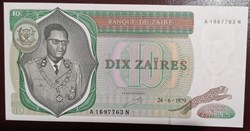 Zaïre P-024a 10 zaïres 1979