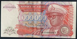 Zaïre P-044a 1 000 000 zaïres 1992