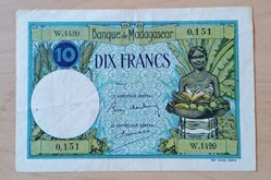 Madagascar P-036a.2 10 francs ND 1937