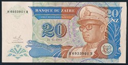 Zaïre P-056 20 nouveaux zaïres 1993