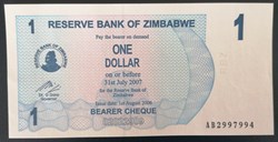 Zimbabwe P-037 1 dollar 2007