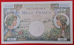 France P-096a.1 1000 francs commerce et industrie 1940