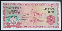Burundi P-027a.1 20 francs 1977