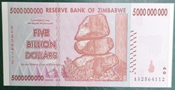 Zimbabwe P-084a 5 billion dollars 2008