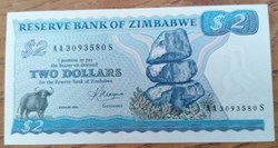 Zimbabwe P-001b 2 dollars 1983