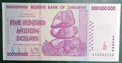 Zimbabwe P-082a 500 million dollars 2008