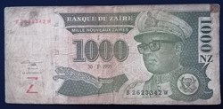 Zaïre P-067a 1000 nouveaux zaïres 1995