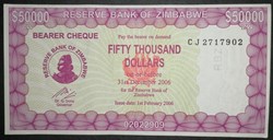 Zimbabwe P-029 50 000 dollars 2006