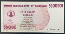 Zimbabwe P-057 50 million dollars 2008