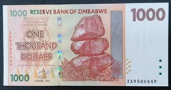 Zimbabwe P-071 1 000 dollars 2007