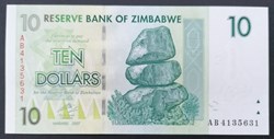 Zimbabwe P-067 10 dollars 2007