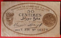 Algérie chambre de commerce d'Alger JP.137.09 50 centimes 1915