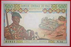 Mali P-12d 500 francs maliens 1973-1984