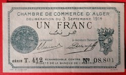 Algérie chambre de commerce d'Alger JP.137.04 1 franc 1914