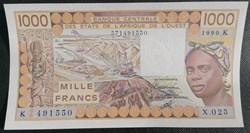 Afrique de l'ouest (Etats d') P-707 Kj 1000 francs 1990