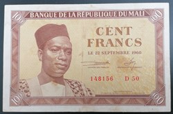 Mali P-002 100 francs 1960 (1962) première édition