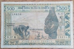 Afrique de l'ouest (Etats d') P-702 Kl 500 francs 1965