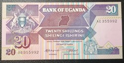 Ouganda P-029a 20 shillings 1987
