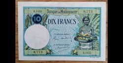 Madagascar P-036a.2 10 francs ND 1937