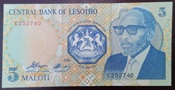 Lesotho P-10a 5 Maloti 1989