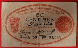 Algérie chambre de commerce d'Alger JP.137.13 50 centimes 1920