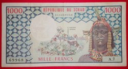 TCHAD P-03a.2 1000 francs 1978