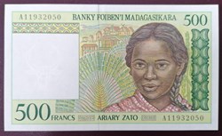 Madagascar P-075a 500 francs 1994