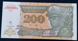 Zaïre P-062 200 nouveaux zaïres 1994