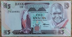 Zambie P-25d 5 Kwacha ND 1986-88
