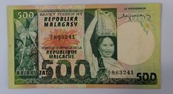Madagascar P-064a 500 Francs/100 Ariary ND 1974
