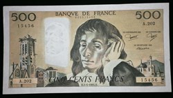 France P-156e.11 500 francs Pascal France 1984